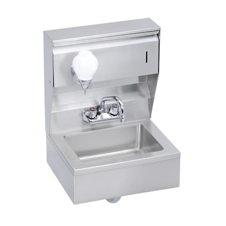 Elkay Economy Hand Sink Featuring Soap And Towel Dispenser Skirt And P-Trap 18 L X14.5 W X22.375 H EHS-18-TSX